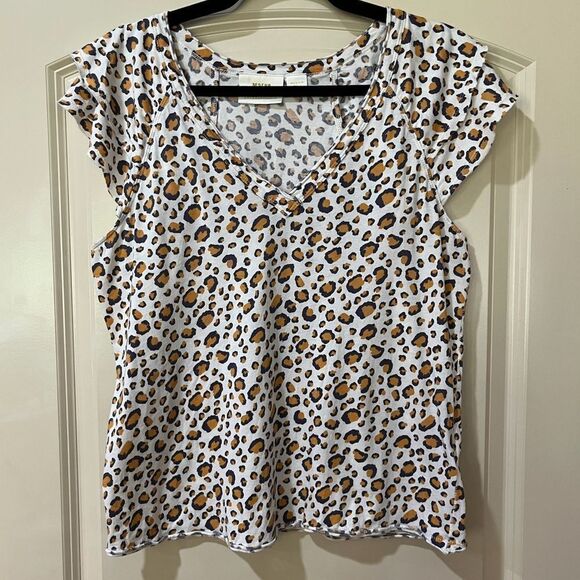 ANTHROPOLOGIE MAEVE Short Sleeve Leopard Print Top Women’s Size Medium - Picture 1 of 5